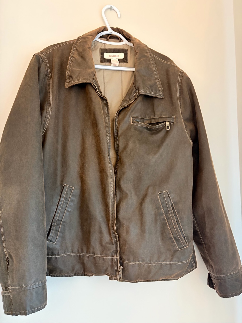 Sundance Brown waxed Canvas Zip Jacket
